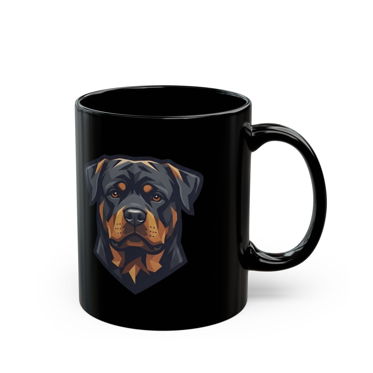 "Rottweiler Rulers Confident Powerful" Black Ceramic Mug — Graphic