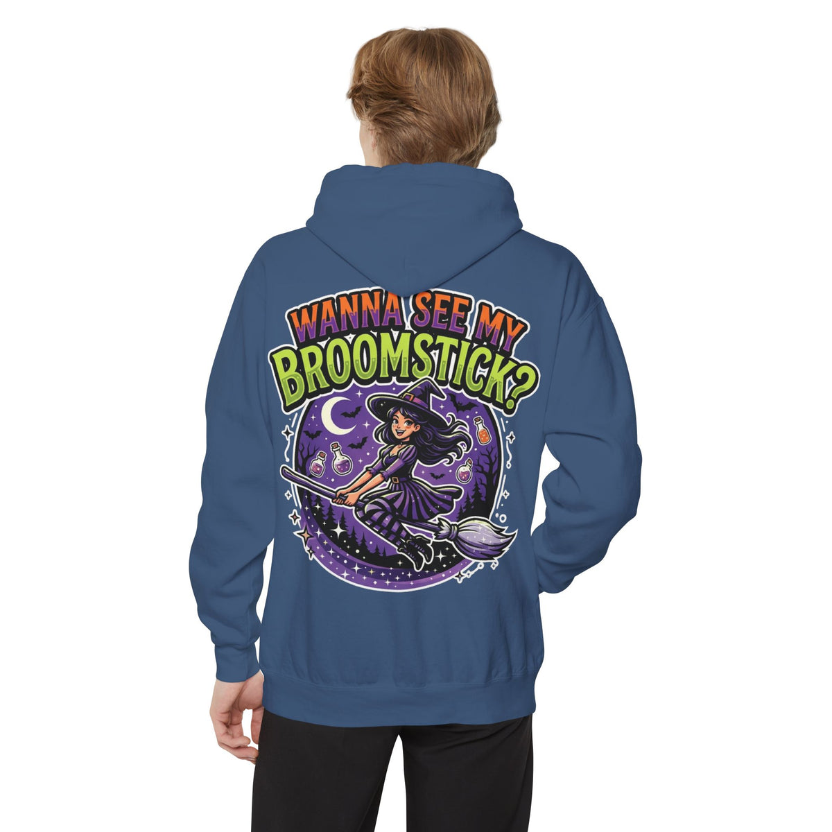 Color: True Navy | Wanna See My Broomstick Garment-Dyed Hoodie