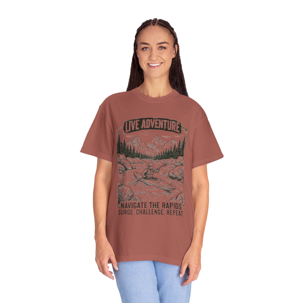 "Live Adventure - Kayak" Unisex Garment-Dyed Tee