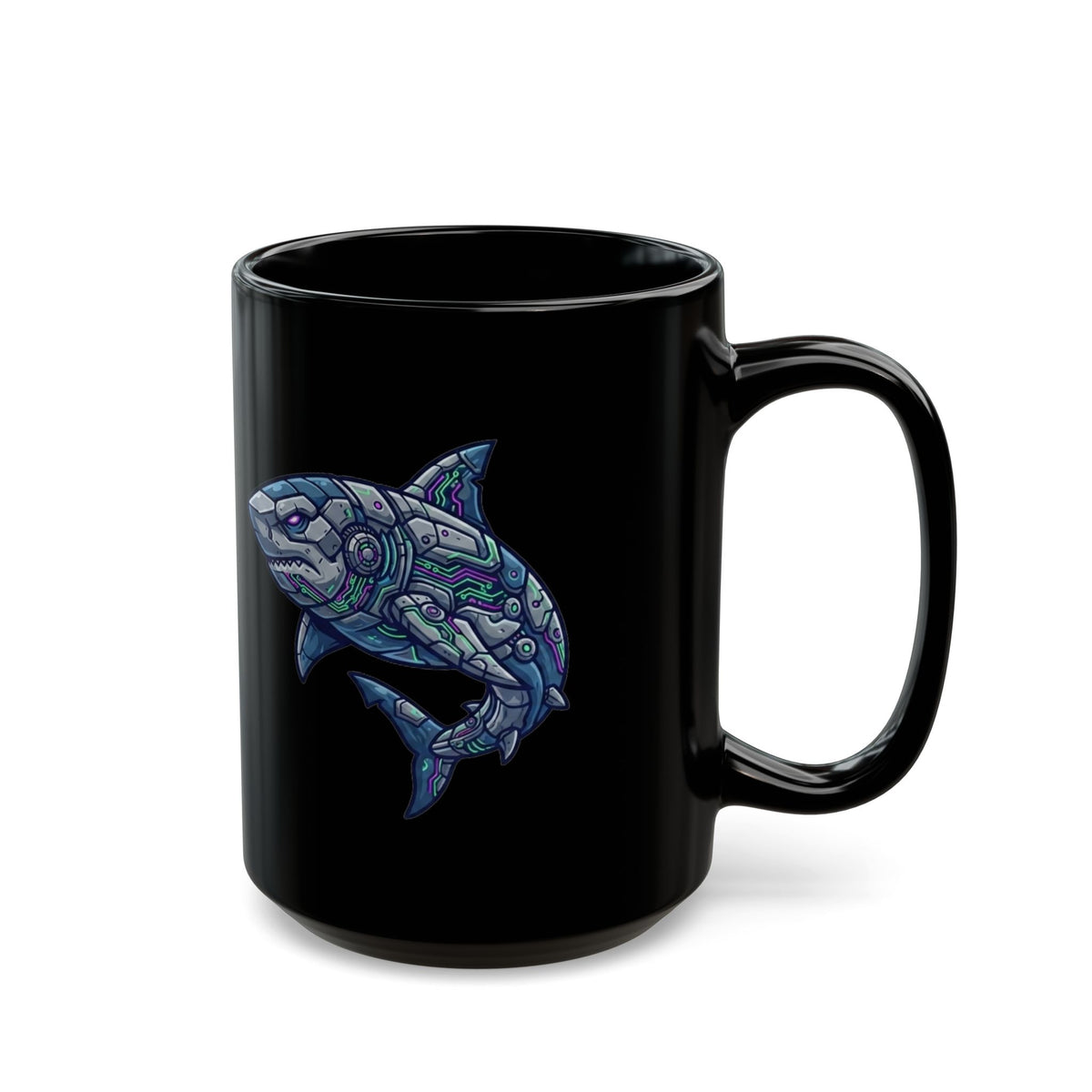 "Cyber Shark" Black Ceramic Mug