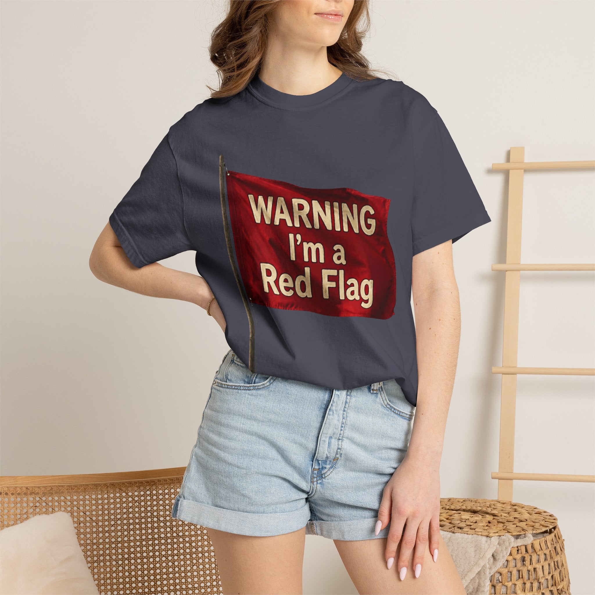 "Warning I'm A Red Flag" Unisex Garment-Dyed Tee