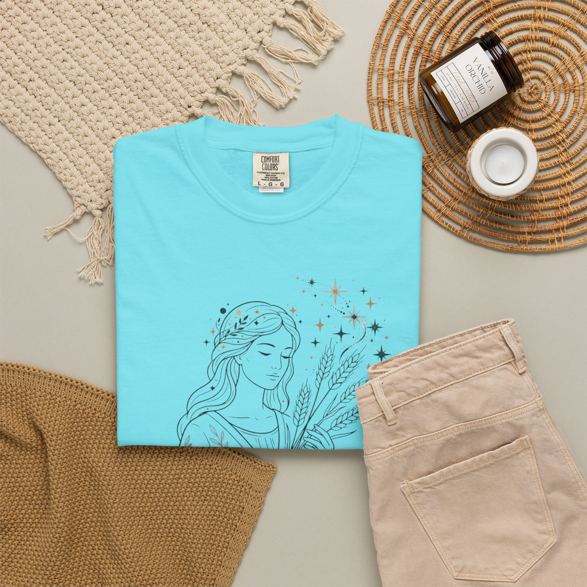 "Virgo The Wheat Maiden" Unisex Garment-Dyed Tee