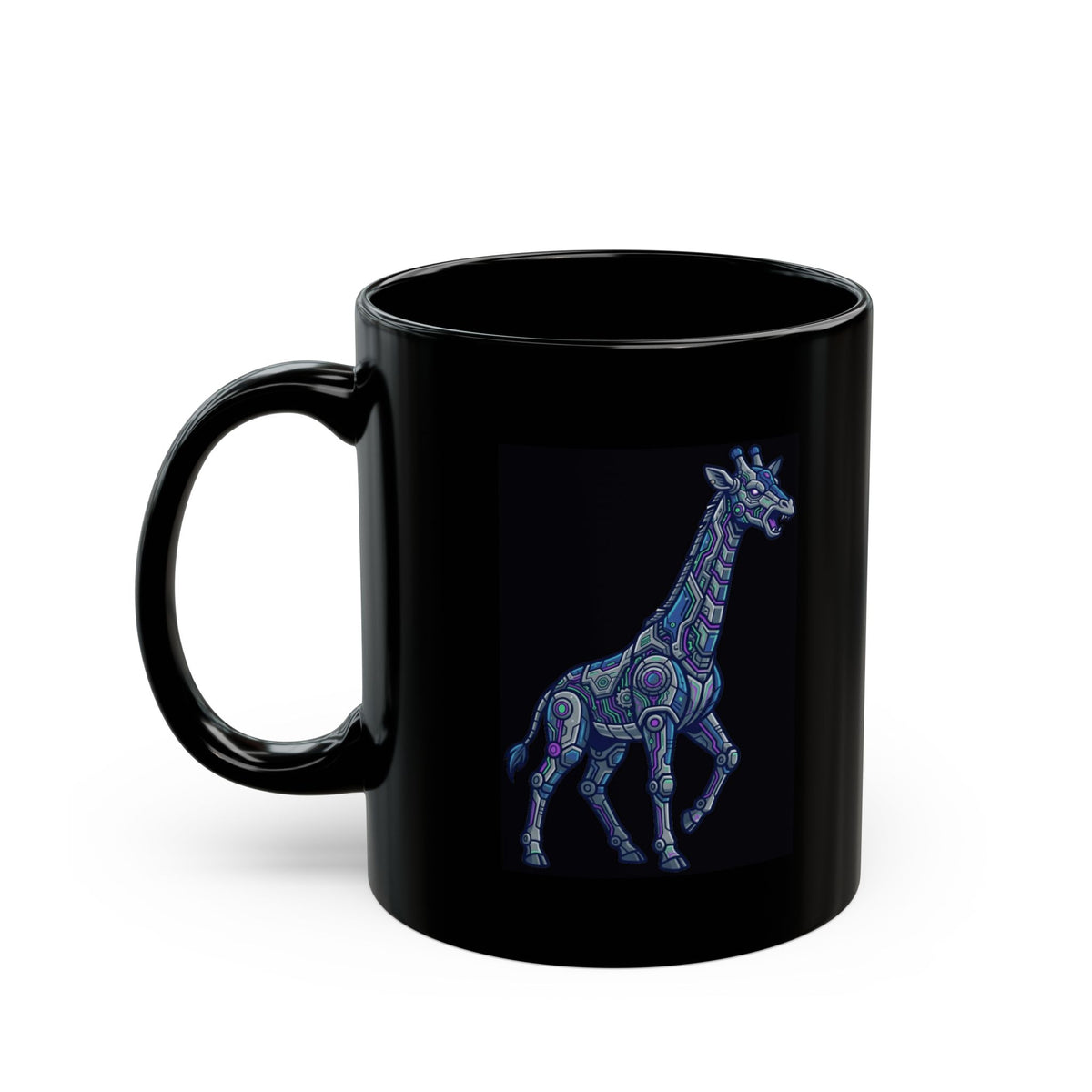 "Cyber Giraffe" Black Ceramic Mug