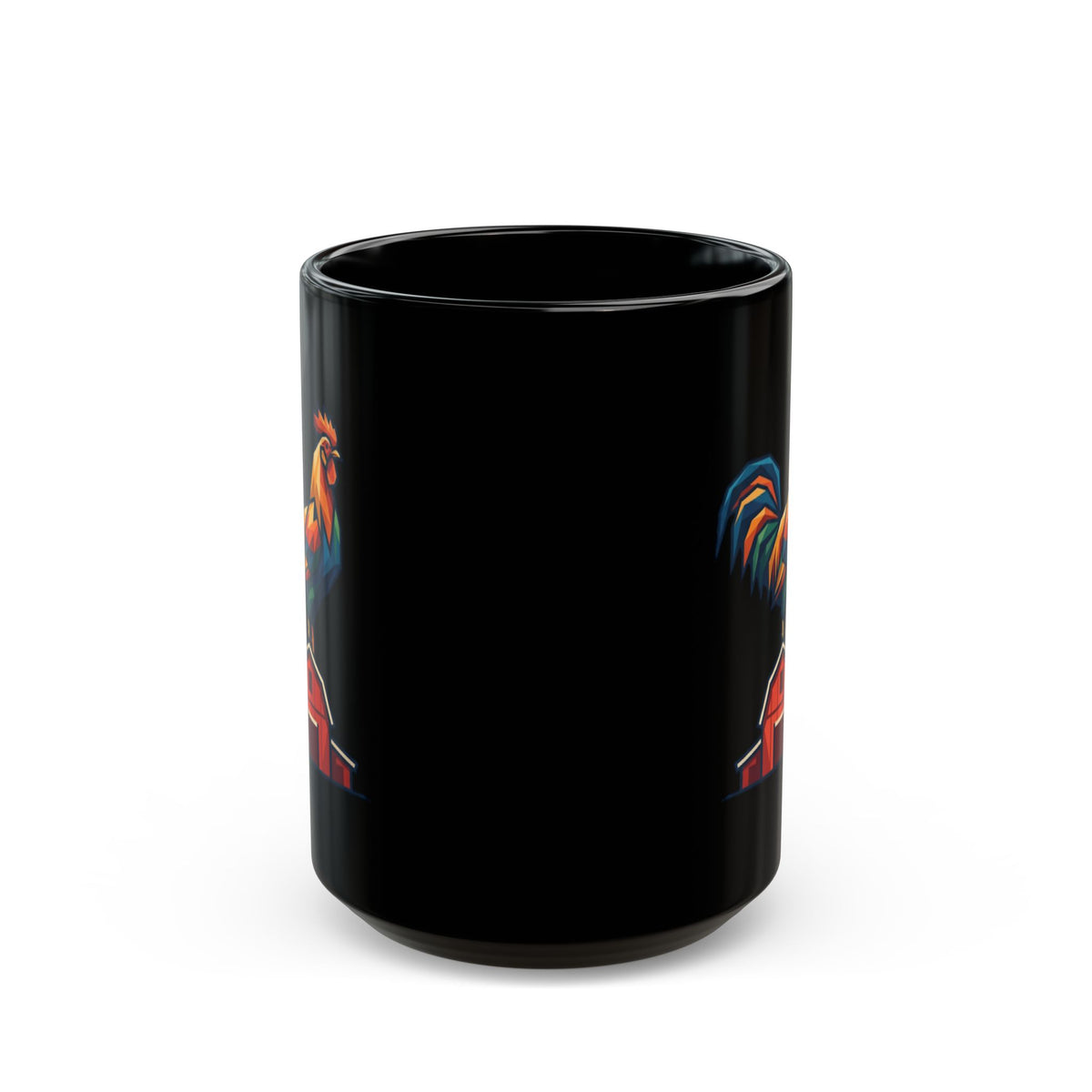 "Barnyard Rooster" Black Ceramic Mug