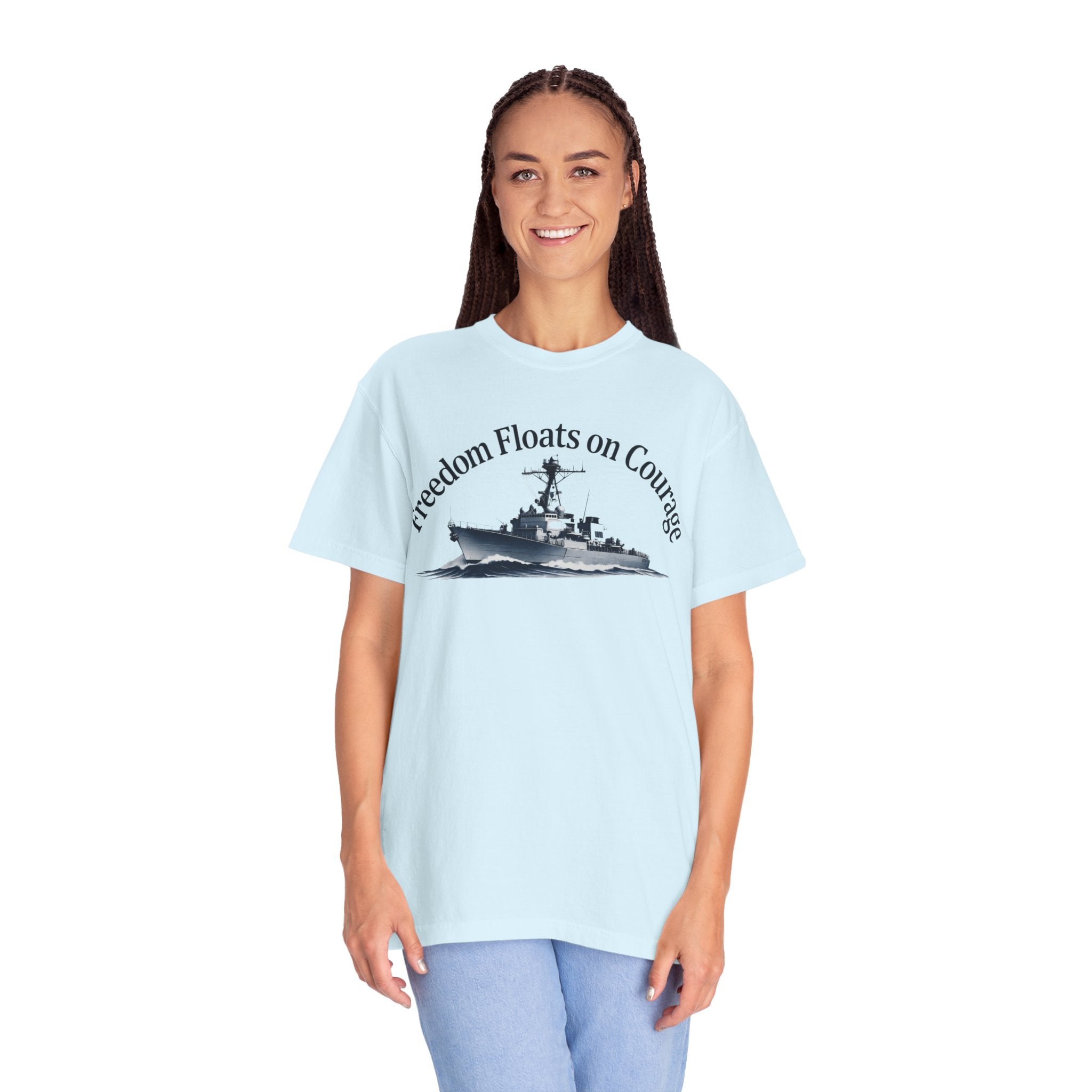 "Freedom Floats on Courage" Unisex Garment-Dyed T-shirt