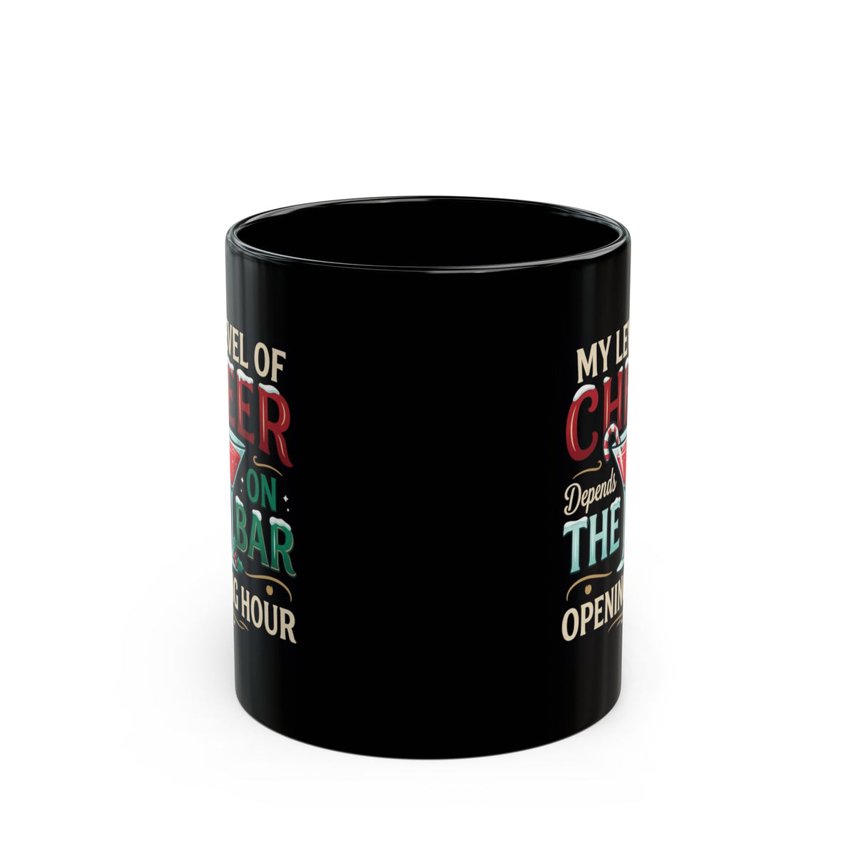 "Christmas Cheer" Black Ceramic Mug