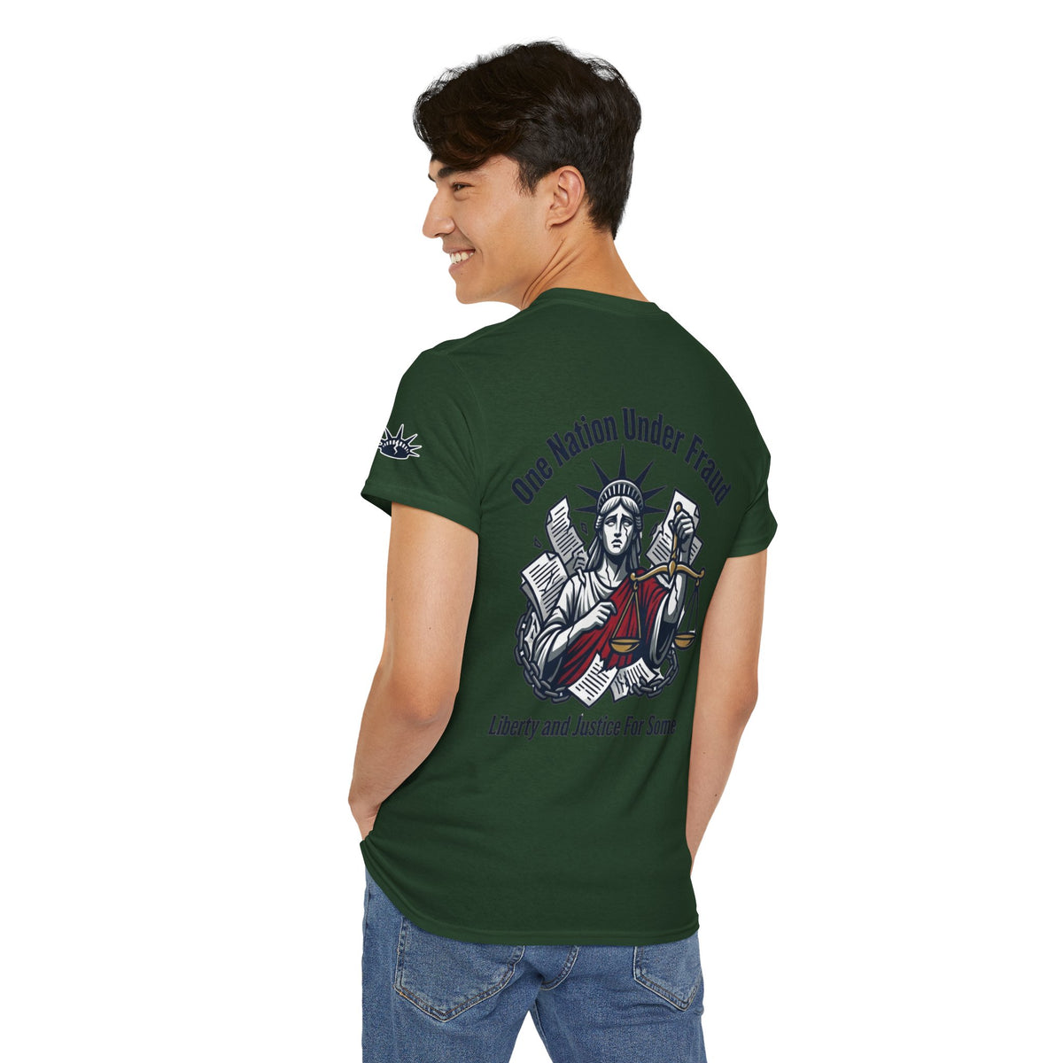 Color: Forest Green | One Nation Under Fraud Premium Graphic Tee