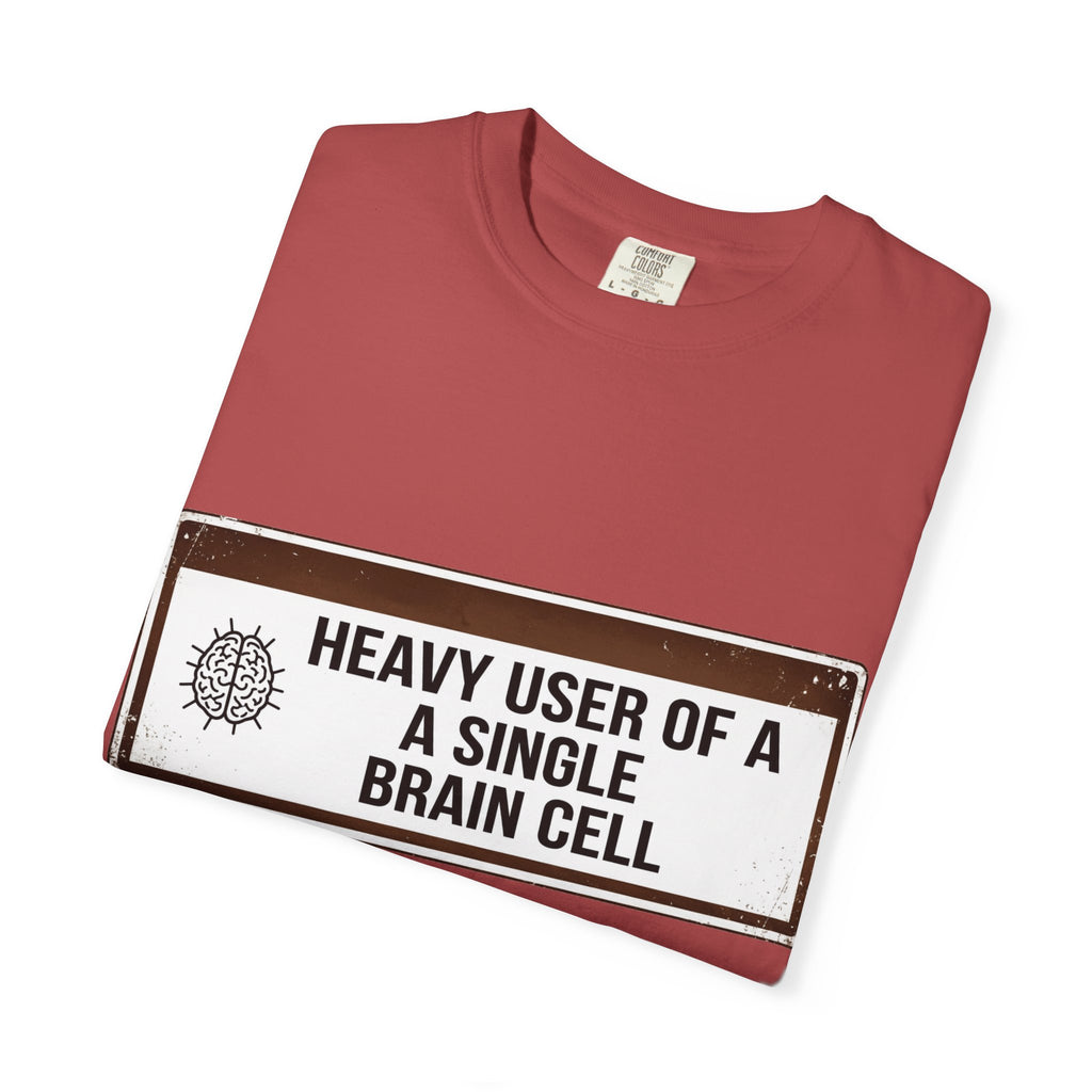 “Heavy User of a Single Brain Cell” Unisex Garment-Dyed T-shirt