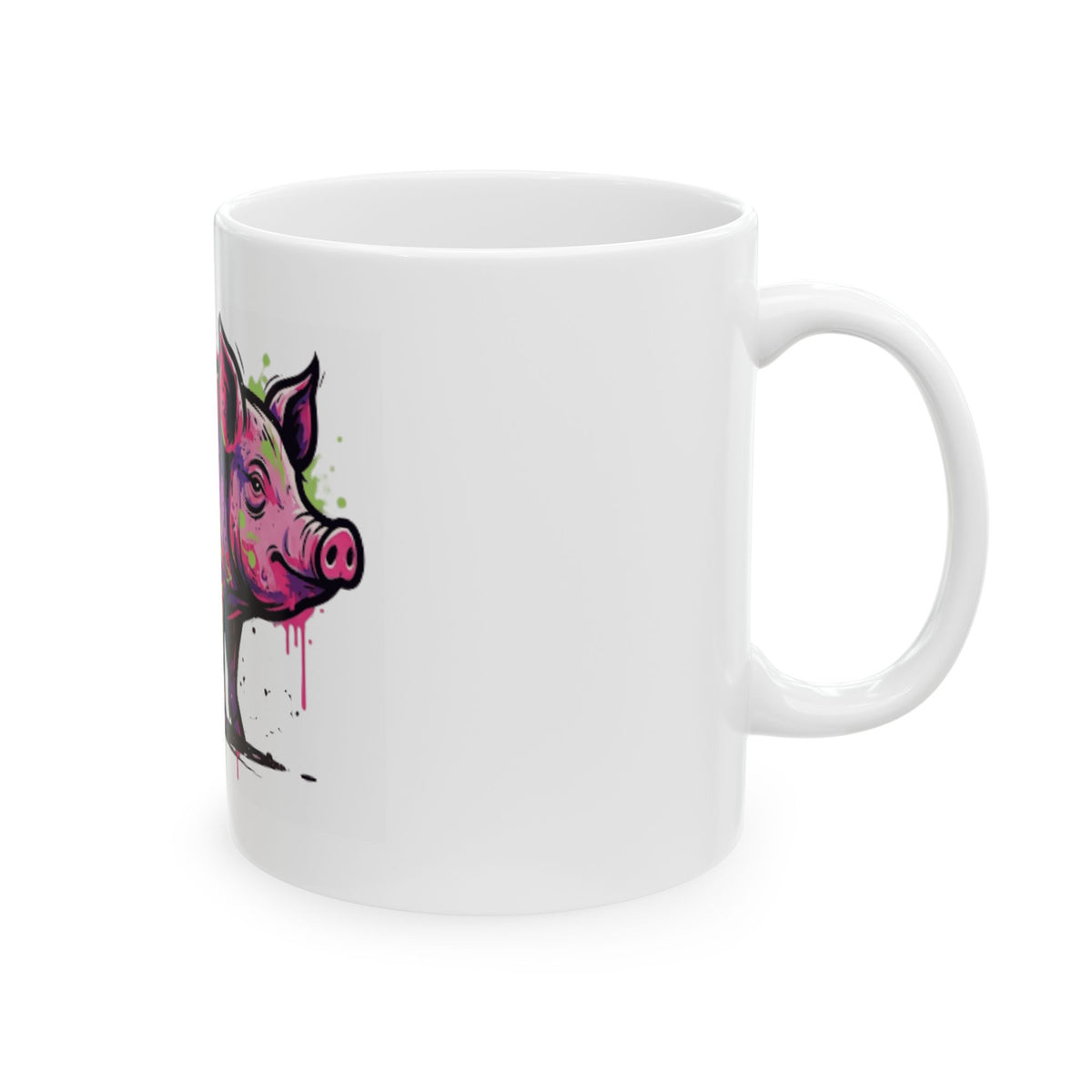 "Barnyard Pig" White Ceramic Mug