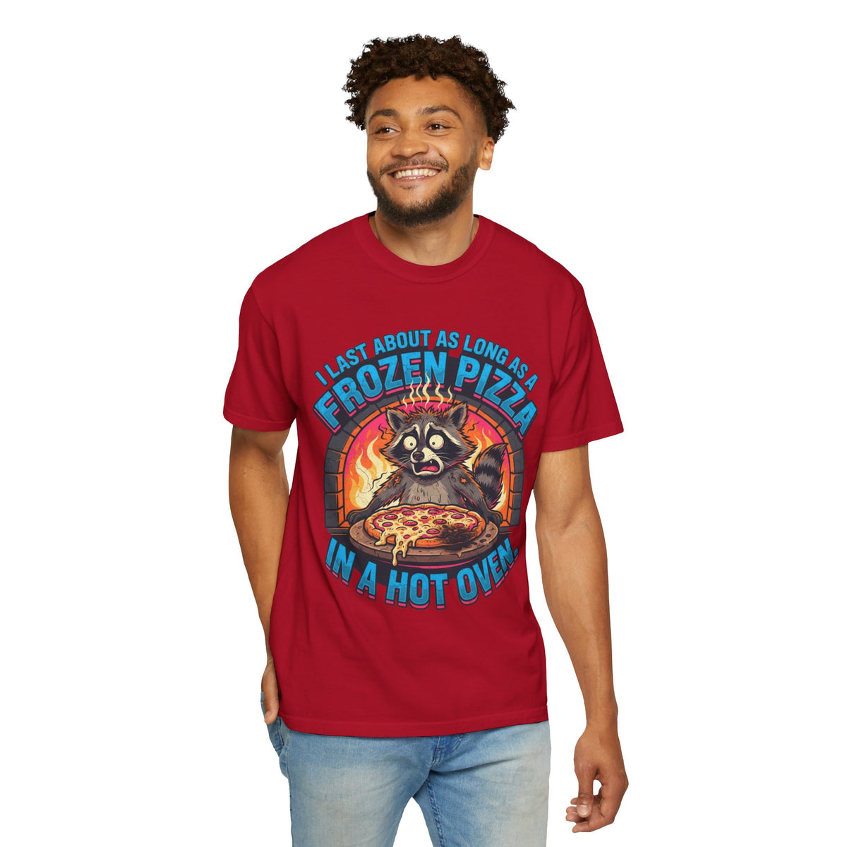 Color: Red | Frozen Pizza in a Hot Oven Unisex Garment-Dyed Tee