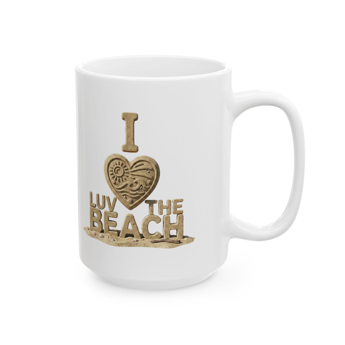 "I Luv The Beach" White Ceramic Mug