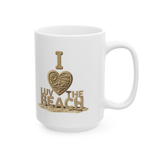 "I Luv The Beach" White Ceramic Mug