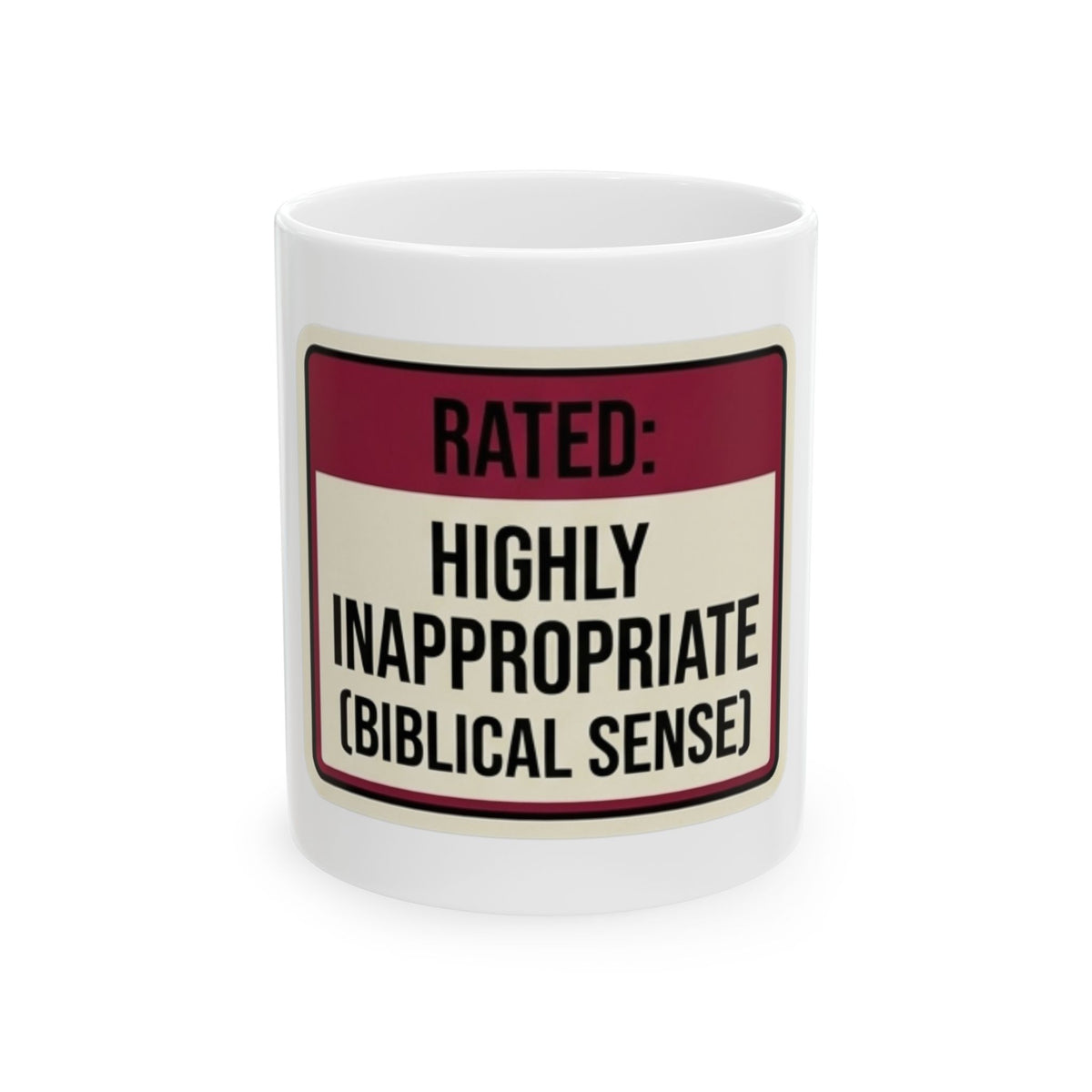 "Good Book Series Highly Inappropriate" White Ceramic Mug