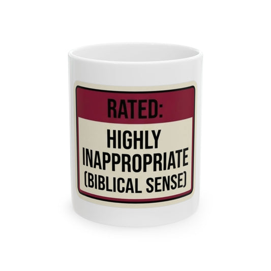 "Good Book Series Highly Inappropriate" White Ceramic Mug