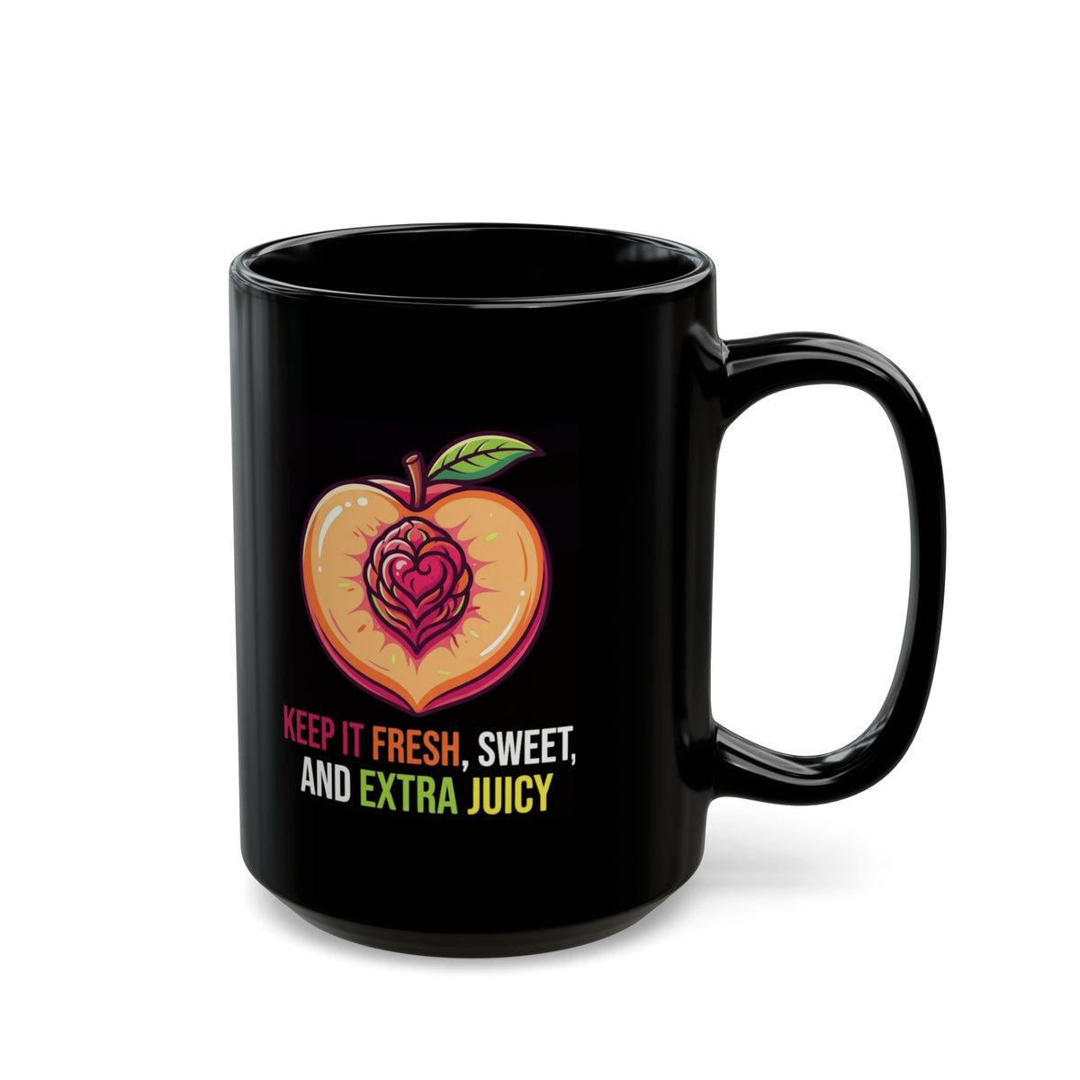 "Warm Sweet Juicy" Black Ceramic Mug