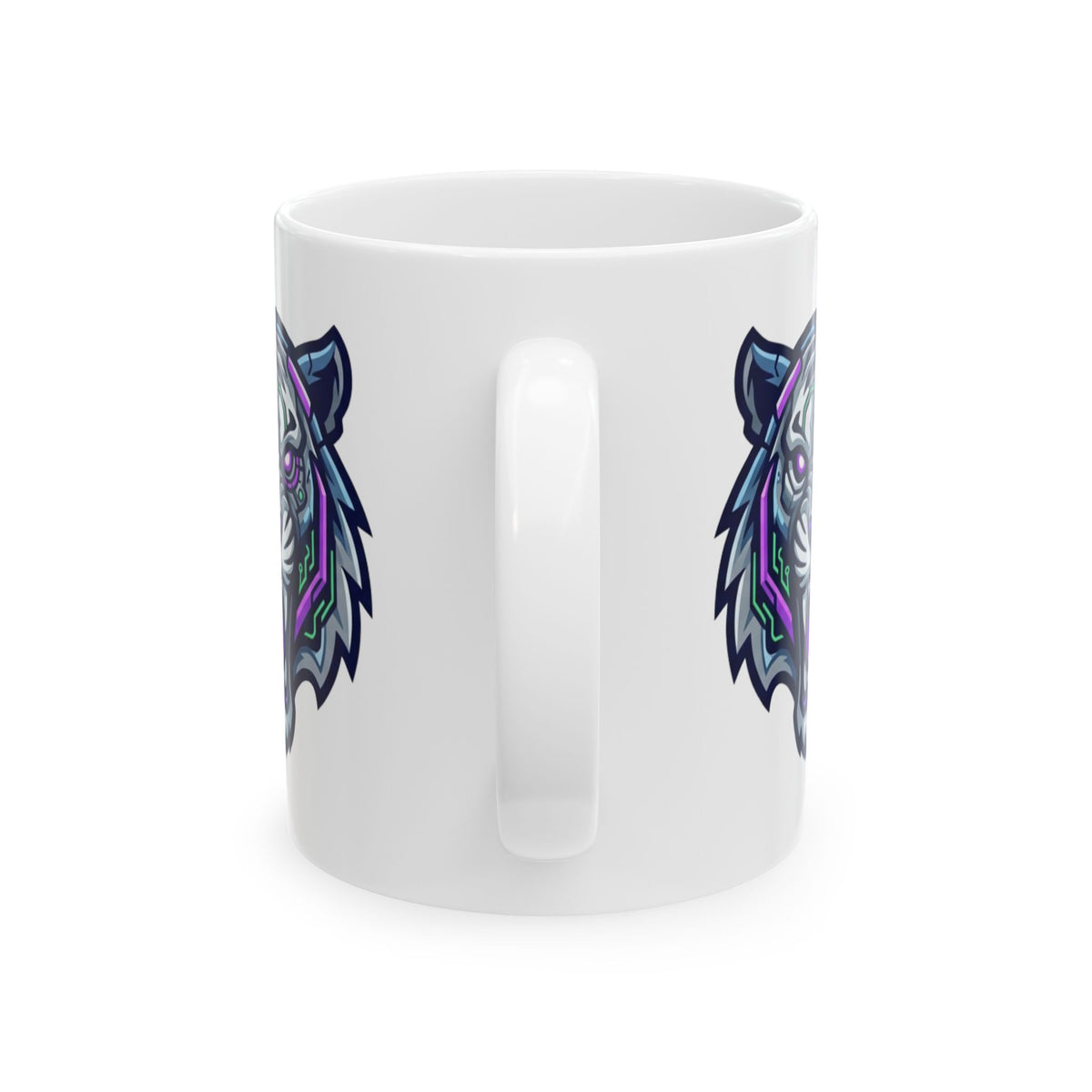"Cyber Tiger" White Ceramic Mug — Graphic