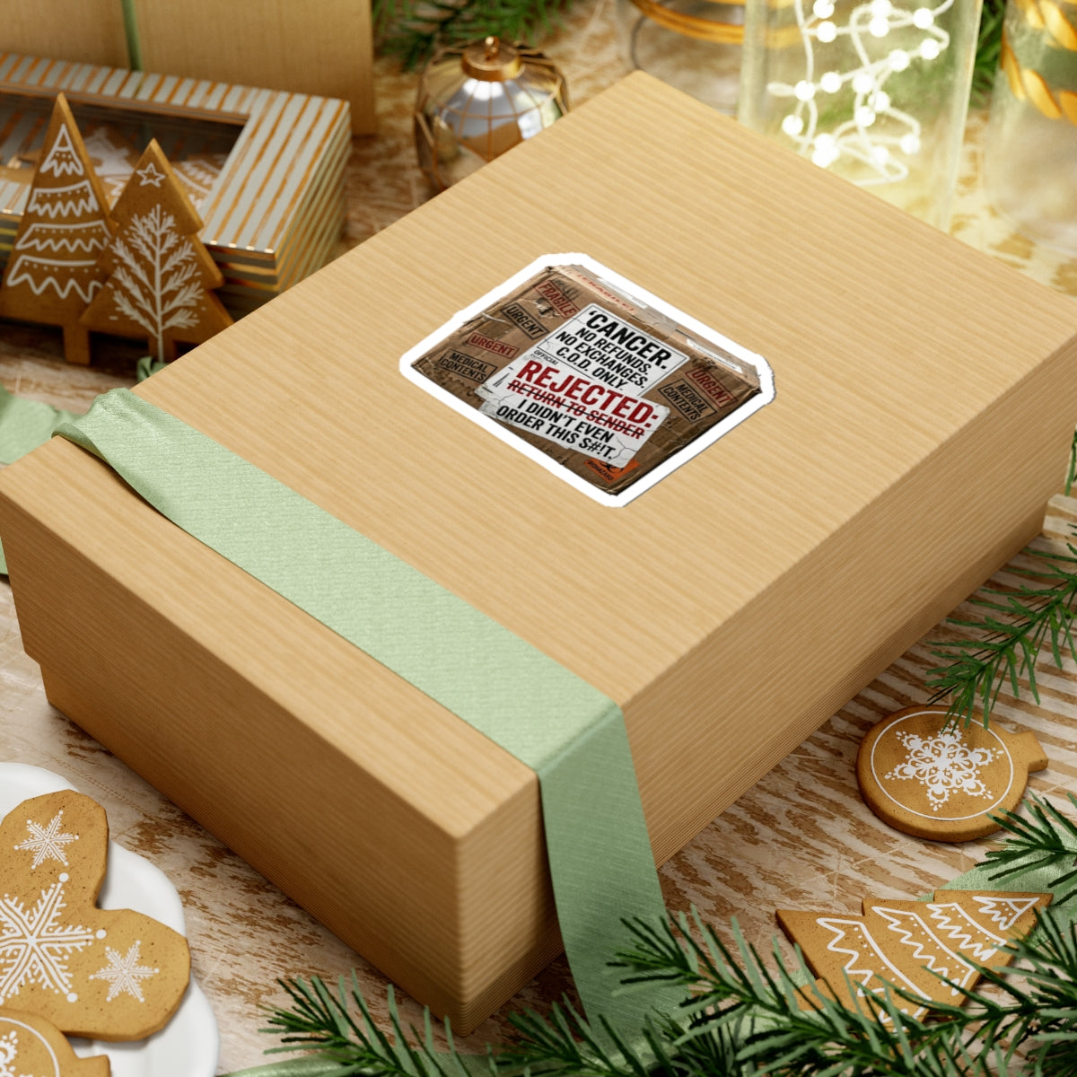 "Cancer Rejected Package" Sticker — Main
