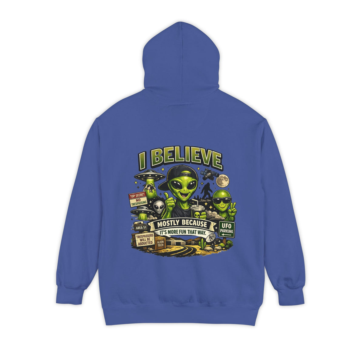 Color: Flo Blue | I Believe Garment-Dyed Hoodie