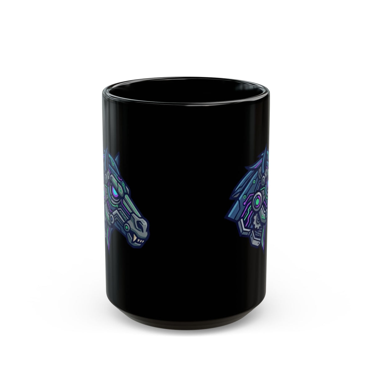 "Cyber Mustang" Black Ceramic Mug — Graphic