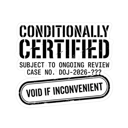 "Conditionally Certified" Sticker — Main