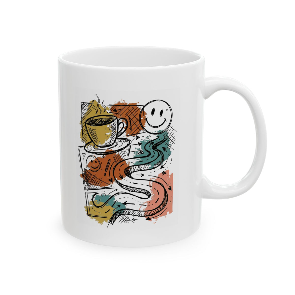 "Happy Coffee" White Ceramic Mug