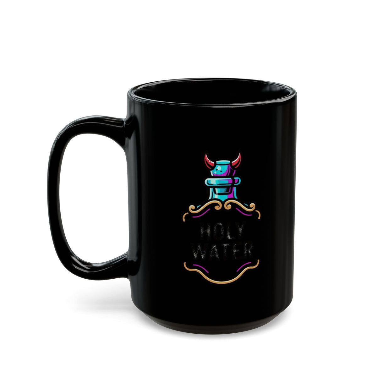 "Holy Lube" Black Ceramic Mug — Graphic