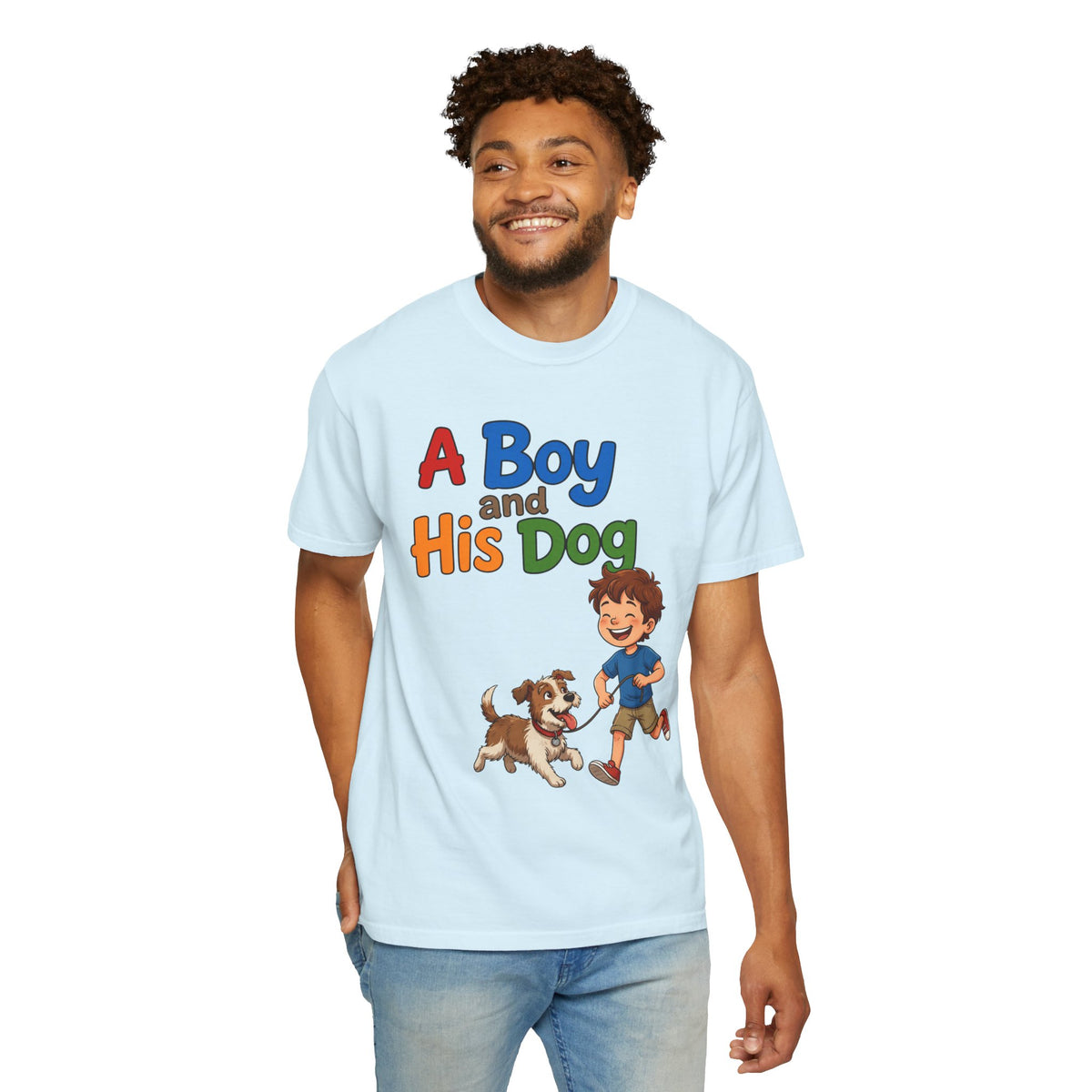 Color: Chambray | A Boy And His Dog Unisex Garment-Dyed Tee
