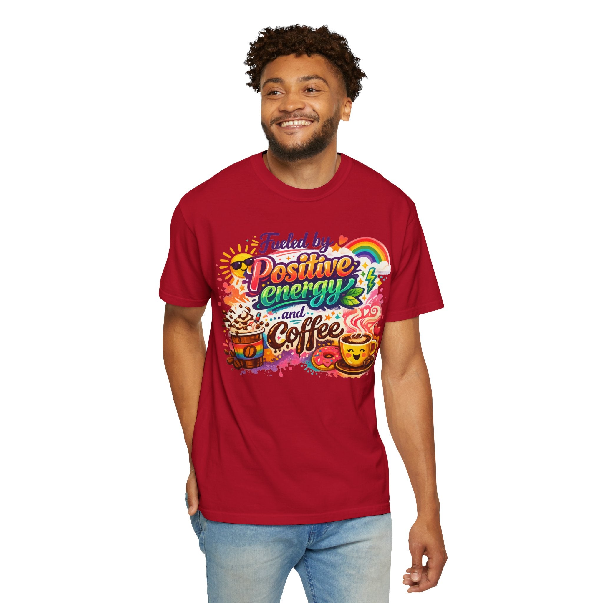 "The Caffeine-Induced Optimist" Unisex Garment-Dyed T-shirt
