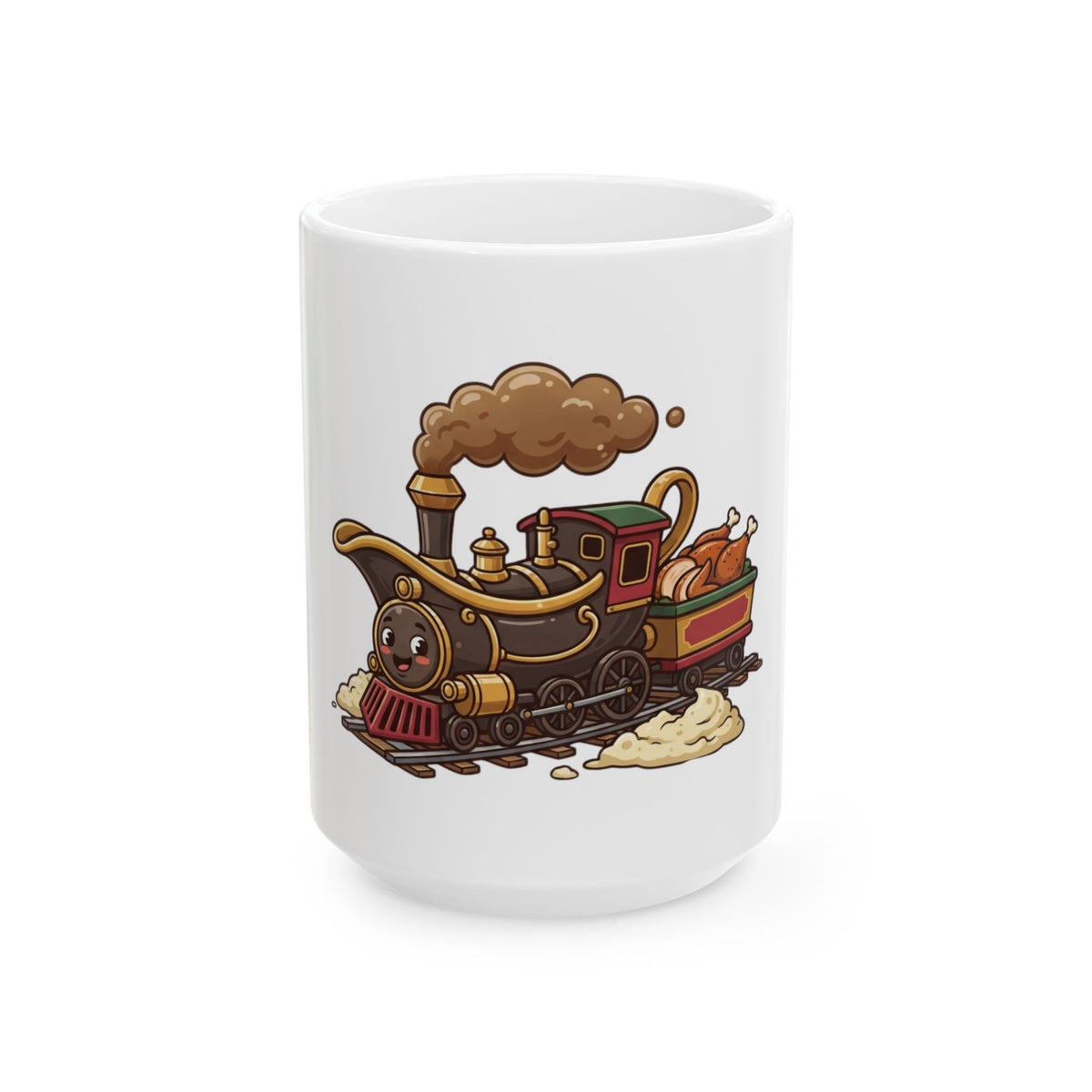 "Next Stop Food Coma" White Ceramic Mug — Graphic