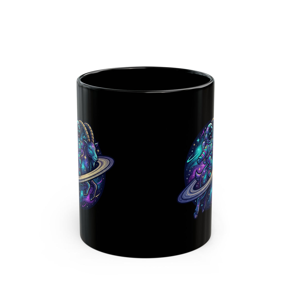 "Space Explorer Capricorn" Black Ceramic Mug