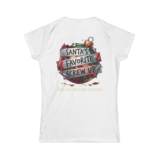Color: White | Santa's Favorite Screw Up Women's Tee