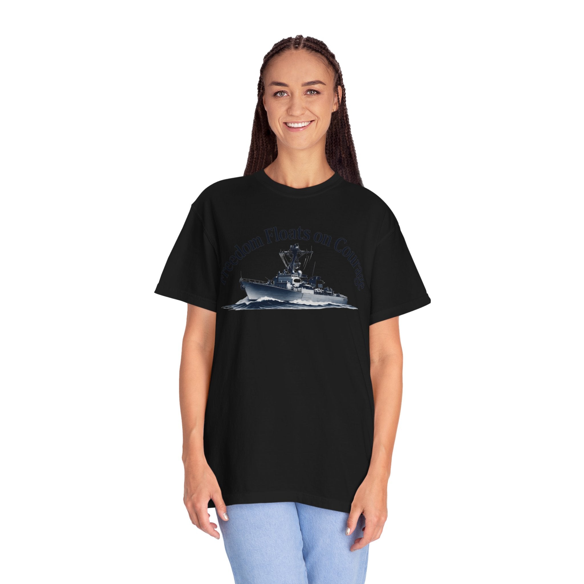"Freedom Floats on Courage" Unisex Garment-Dyed T-shirt