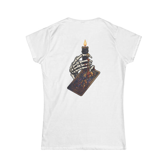 Color: White | Skeletal Hand And Tarot Card Women's Tee