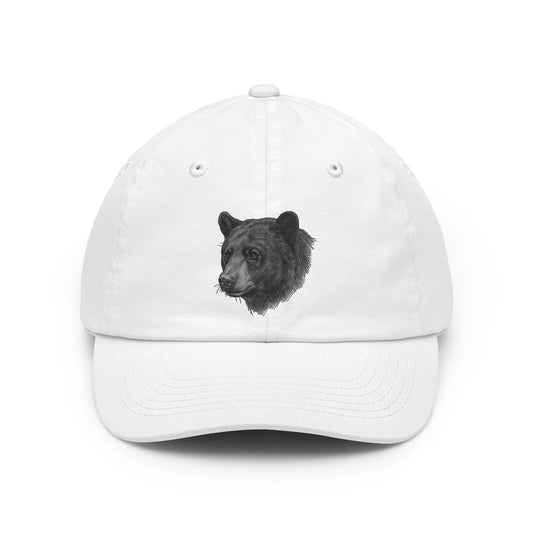 Color: White | Pencil Sketch Art Black Bear Dad Hat — Graphic