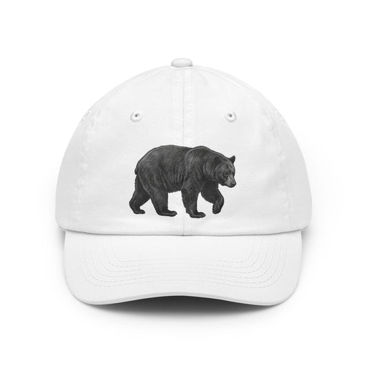 Color: White | Pencil Sketch Art Black Bear Dad Hat
