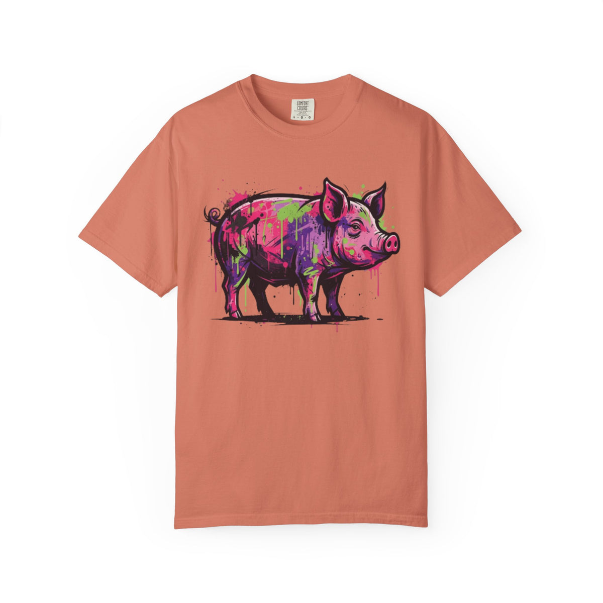 Color: Terracotta | Barnyard Pig Unisex Garment-Dyed Tee