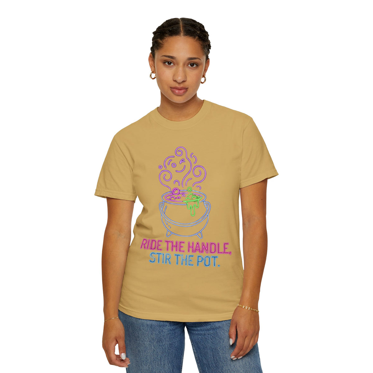 Color: Mustard | Ride The Handle, Stir The Pot Unisex Garment-Dyed Tee