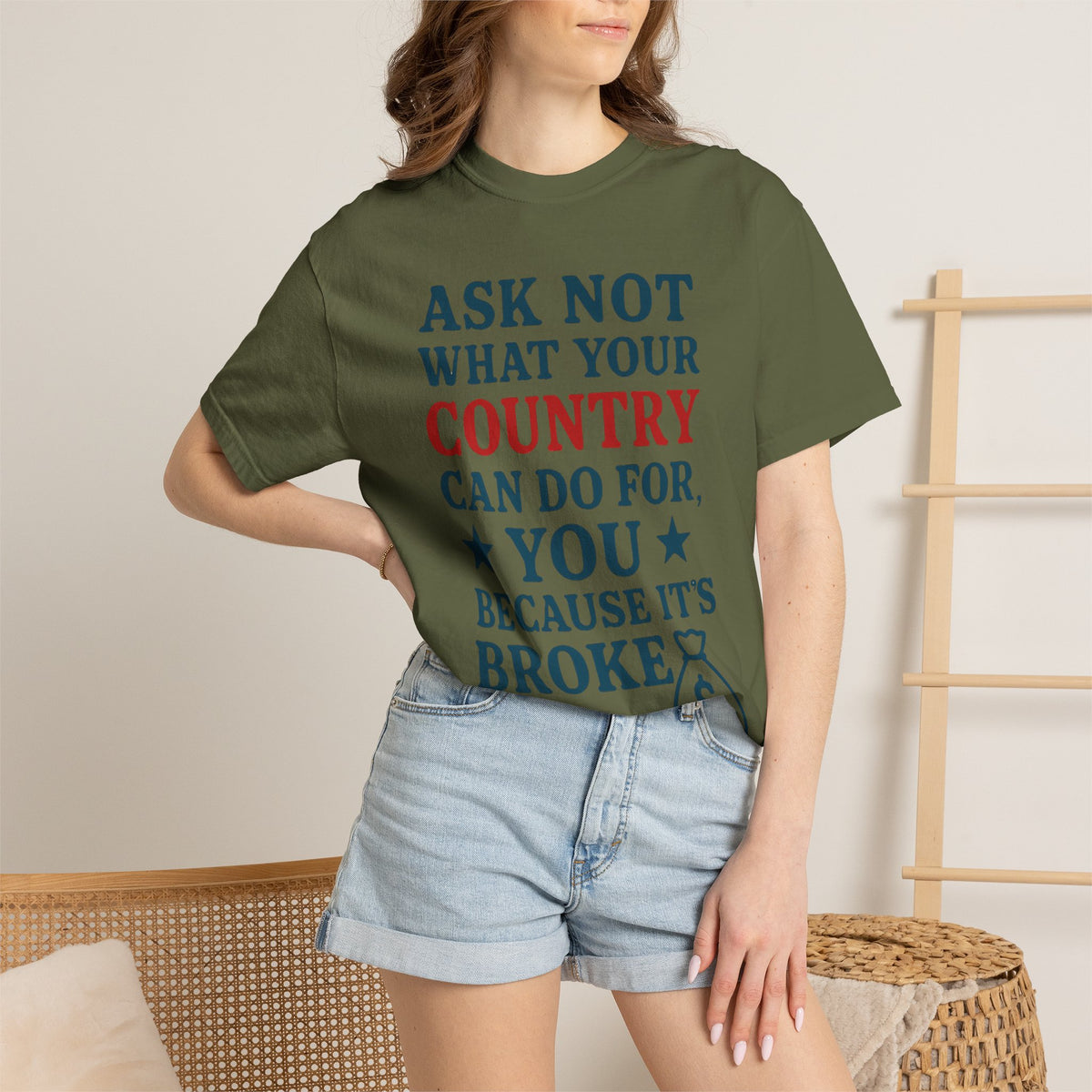 Color: Hemp | Because It’s Broke Unisex Garment-Dyed T-shirt