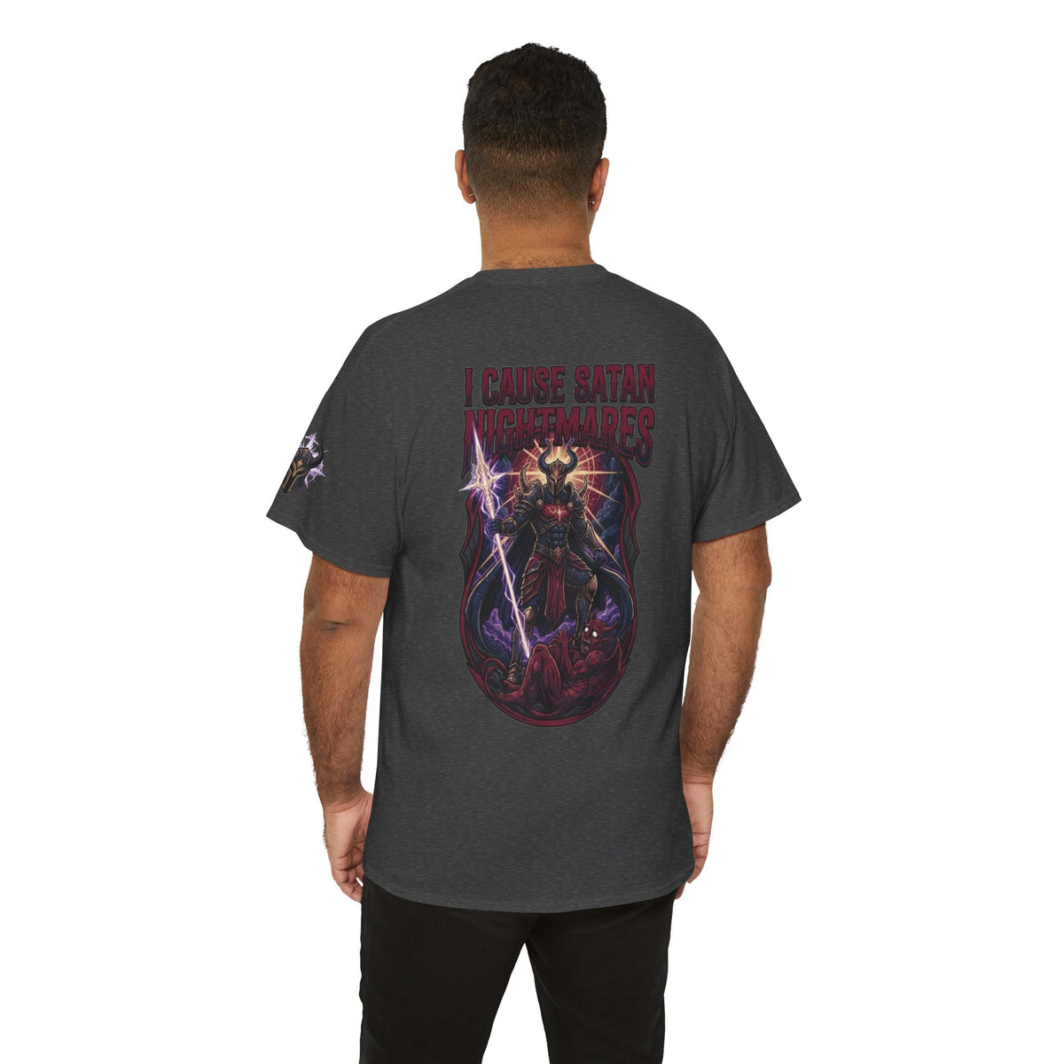 Color: Dark Heather | I Cause Satan Nightmares Premium Graphic Tee