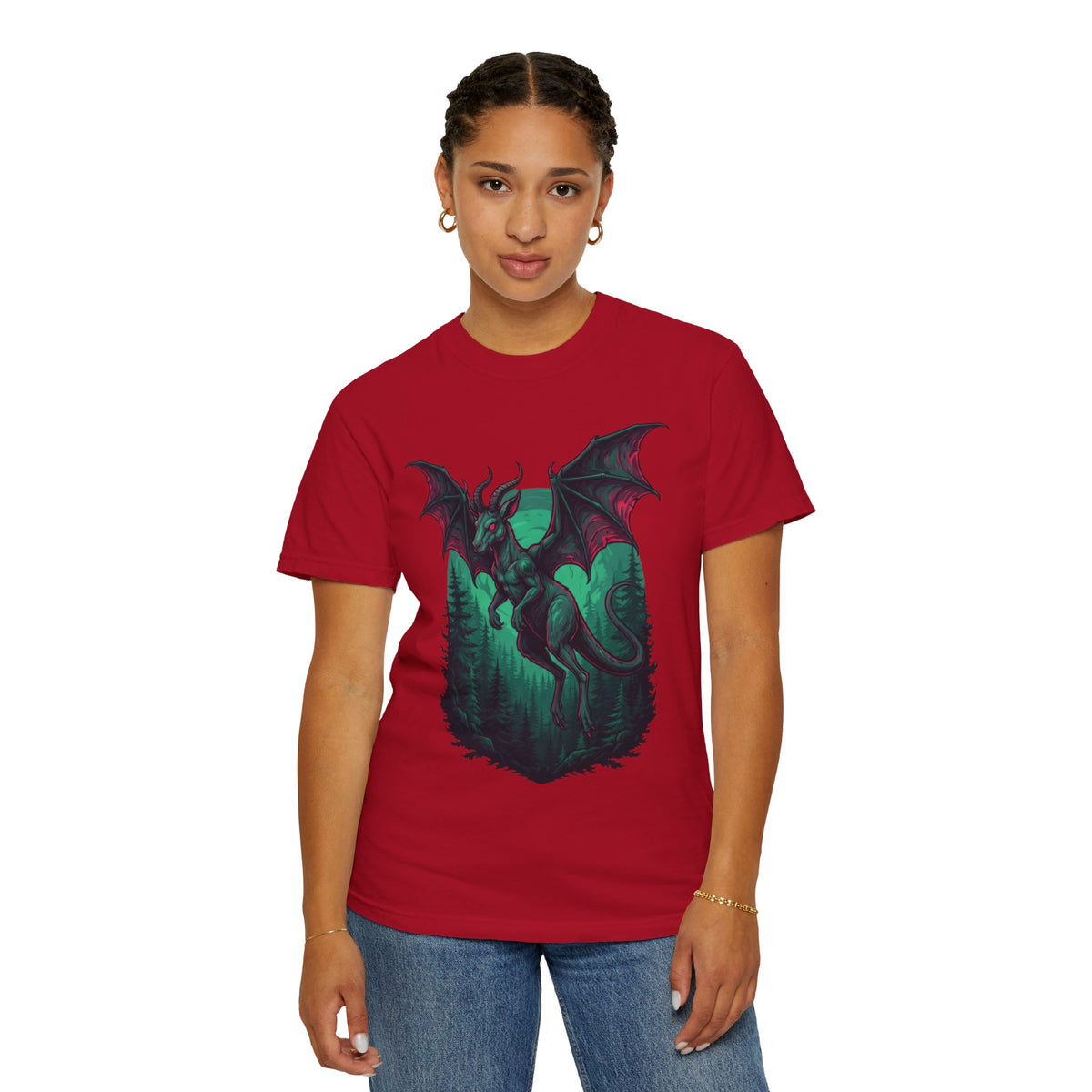 Color: Red | The Jersey Devil (New Jersey, USA) Unisex Garment-Dyed Tee
