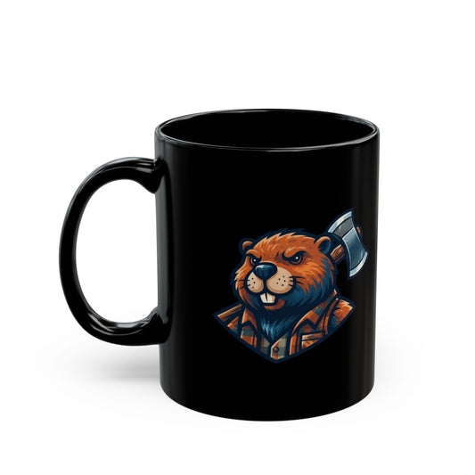"In Desperate Need of Good Hard Wood" Black Ceramic Mug — Graphic