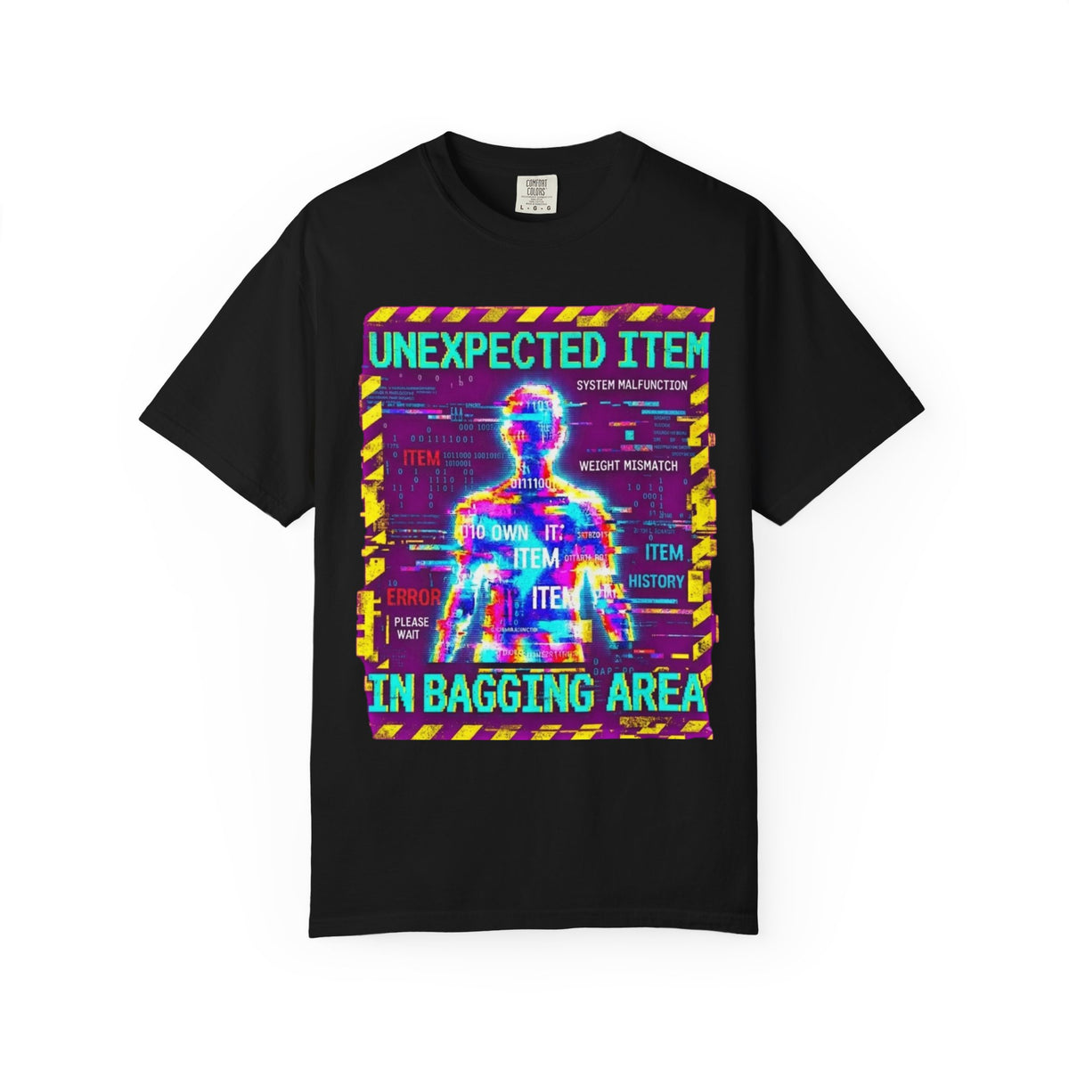 Color: Black | Unexpected Item In Bagging Area Unisex Garment-Dyed Tee