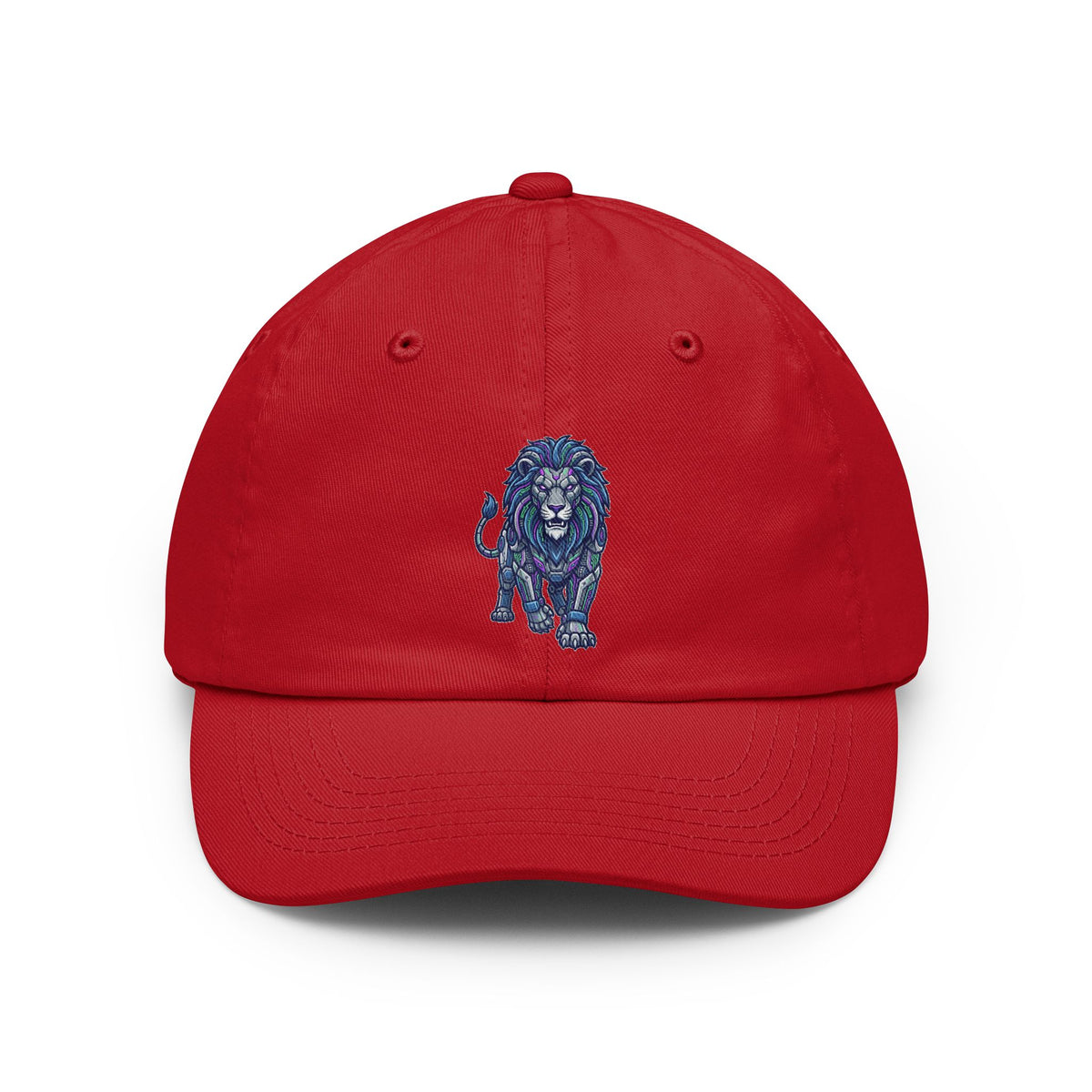 Color: Red | Cyber Lion Dad Hat