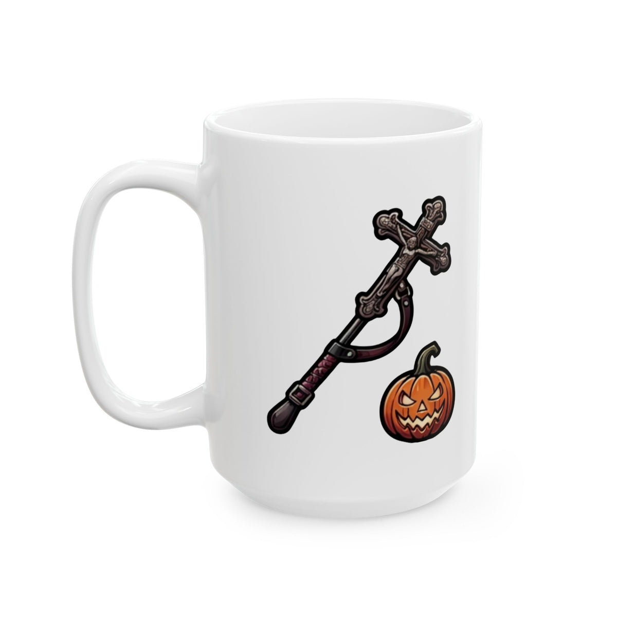 "Sexy Halloween Nun" White Ceramic Mug — Graphic