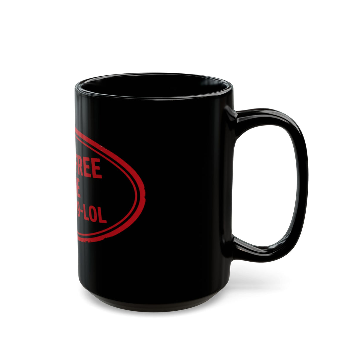 "Irony Free" Black Ceramic Mug — Graphic