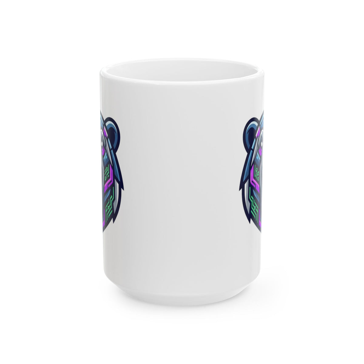 "Cyber Bear" White Ceramic Mug — Graphic
