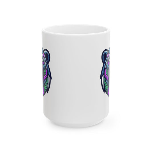 "Cyber Bear" White Ceramic Mug — Graphic