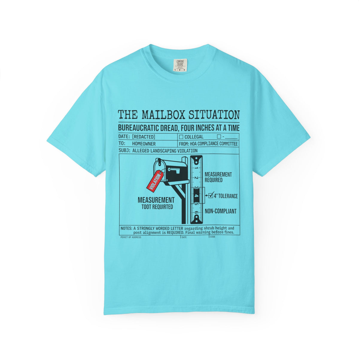 Color: Lagoon Blue | Mailbox Situation Unisex Garment-Dyed Tee