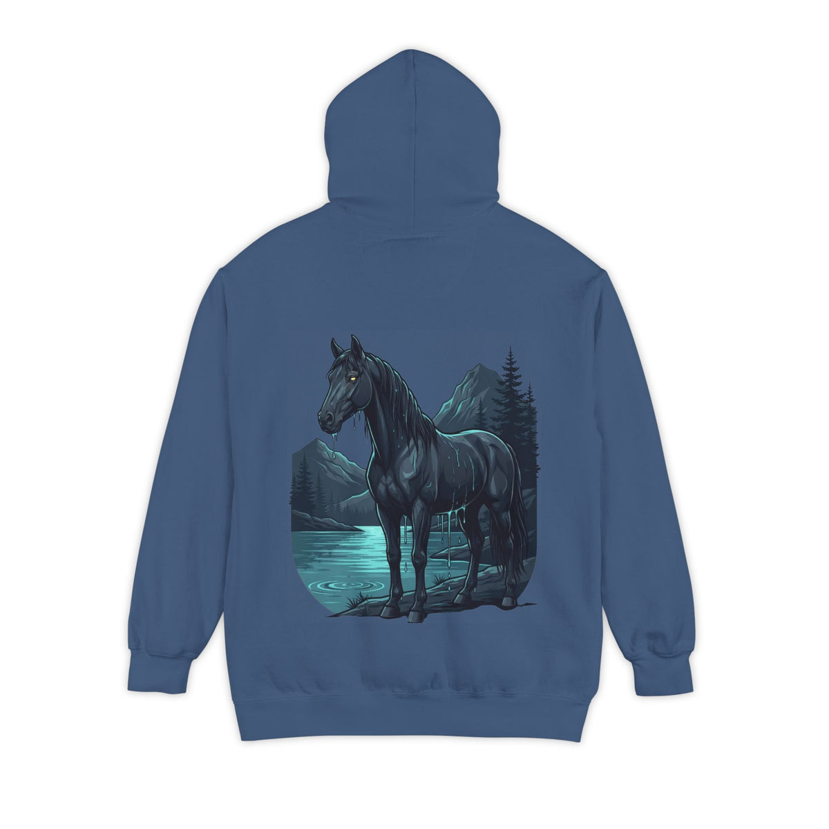 Color: True Navy | Kelpie (Scottish Folklore) Garment-Dyed Hoodie