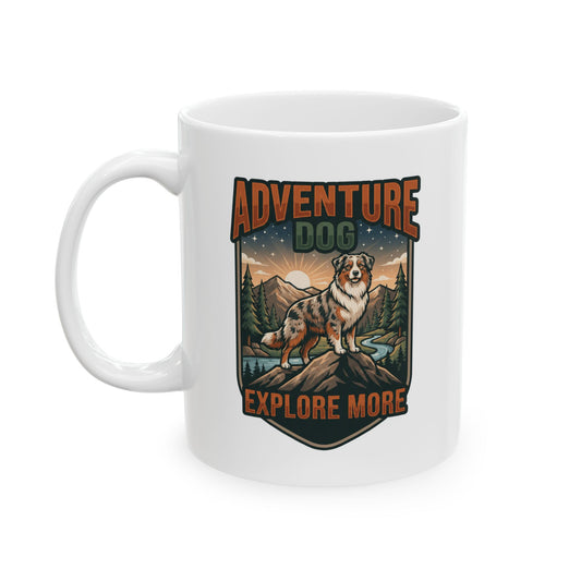 "Adventure Dog" White Ceramic Mug